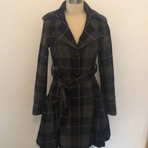 Plaid Wool Pea Coat